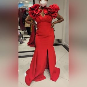 Bright red prom dress, Size medium or 42.
